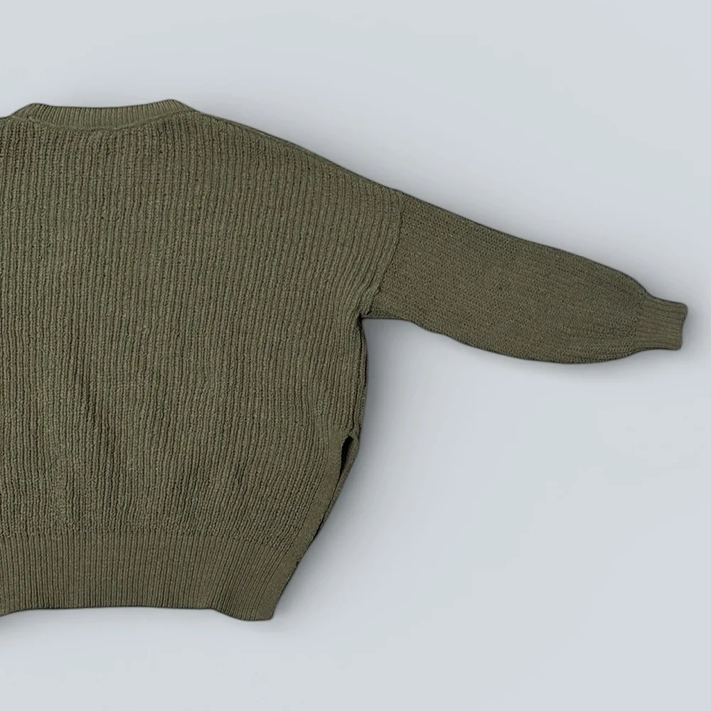 Aerie Olive Green Waffle Knit Sweater - Picture 7 of 8